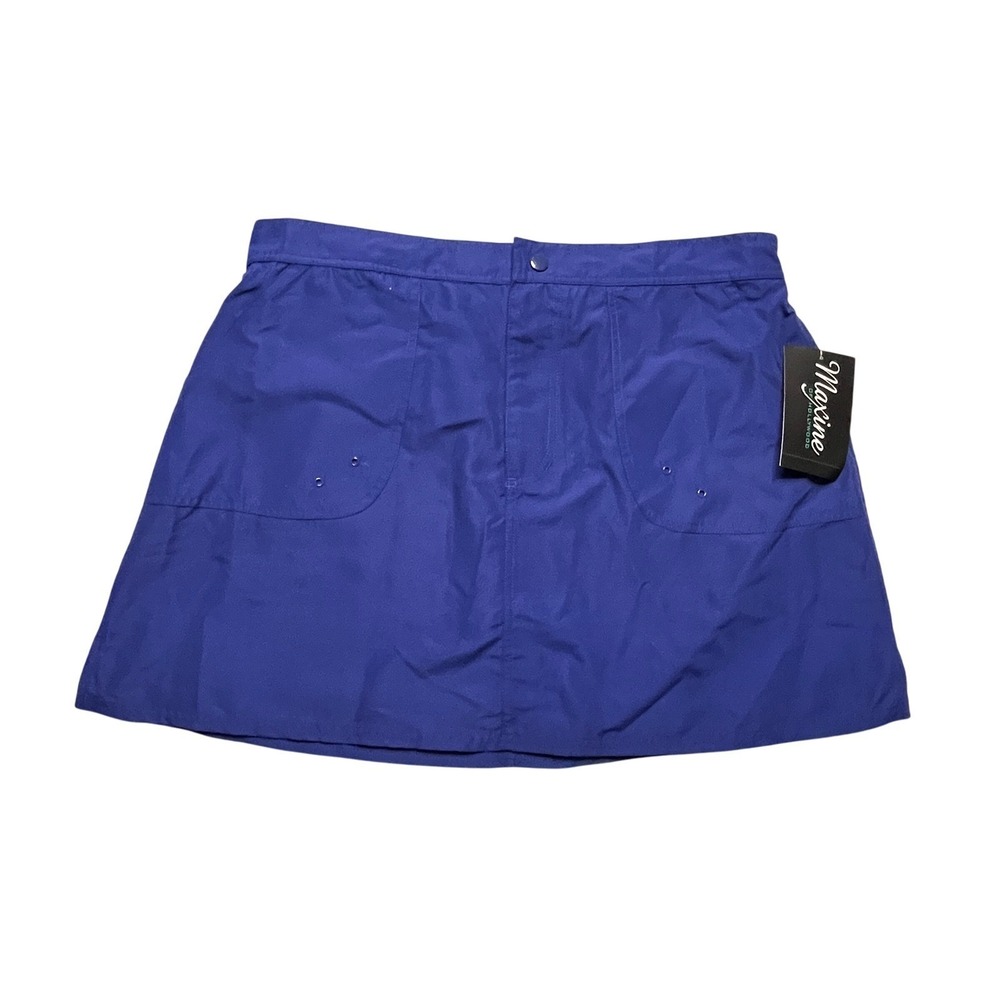Maxine of Hollywood Blue Solid Woven Board Skirt Size 14 Swim Cover Up